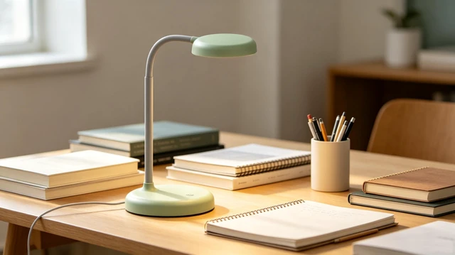 Alt view image 4 of 7 - Japandi Desk Lamp, Minimalist LED Light Stepless Dimming (M.Green) | Nordic Aesthetic Japanese Style, One-Touch Smart Sensor Control, Foldable Head, Matte Finish, Dorm Office Decor Nightstand