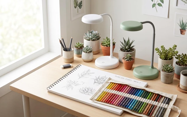 Alt view image 6 of 7 - Japandi Desk Lamp, Minimalist LED Light Stepless Dimming (M.Green) | Nordic Aesthetic Japanese Style, One-Touch Smart Sensor Control, Foldable Head, Matte Finish, Dorm Office Decor Nightstand