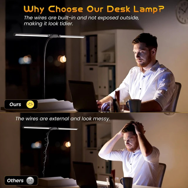 Alt view image 5 of 7 - LED Desk Lamp for Office Dorm Home, No Assembly Required | Eye Caring Desk Light Extra-Wide Lighting Coverage Gooseneck Dimmable Table lamp