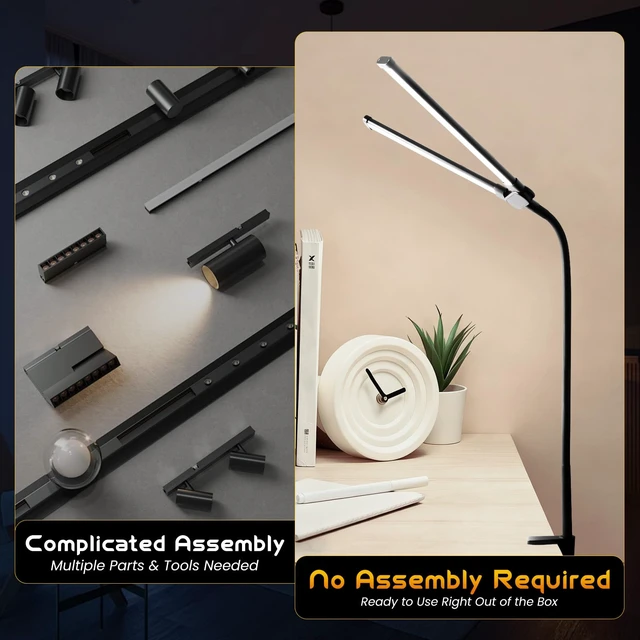 Alt view image 4 of 7 - LED Desk Lamp for Office Dorm Home, No Assembly Required | Eye Caring Desk Light Extra-Wide Lighting Coverage Gooseneck Dimmable Table lamp