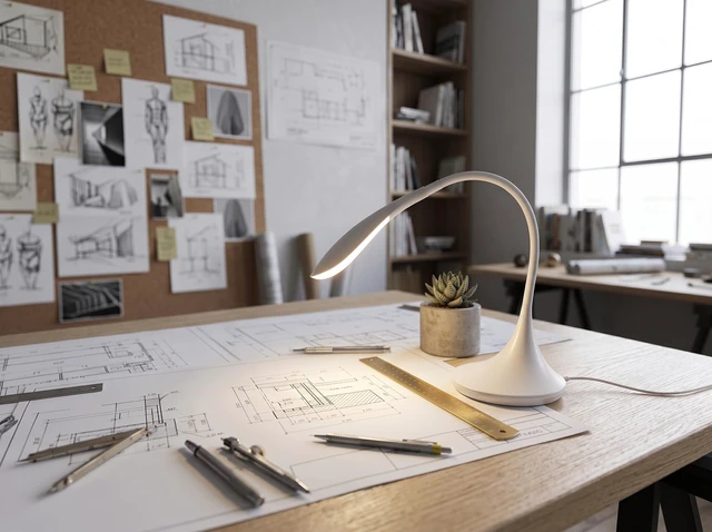Alt view image 5 of 7 - Flexible Gooseneck LED Desk Lamp, Multi-Angle Table Light (White) | Artistic swan-neck design. Easily twist for flexible adjustment with anti-tipping base, 3 brightness modes & Type-C power