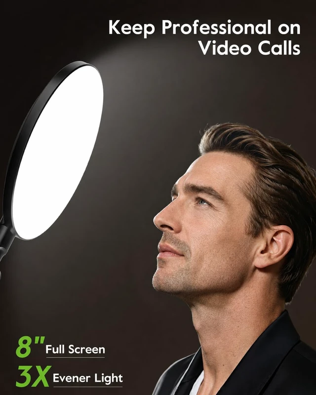 Alt view image 2 of 7 - Desk Lamp for Home Office, Professional Video Call Light, CRI>98 | Precise Dimming 1-100%, 8" Diffused Light Panel, 37" Extra Tall, 5 Color Temps, Favorite Mode, Reinforced Metal Base