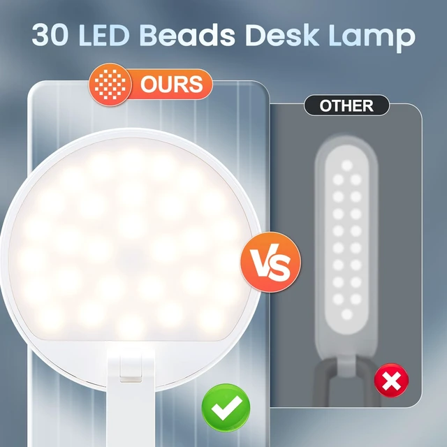 Alt view image 7 of 7 - Rechargeable Table Lamp, 3600mAh Battery Operated Lamp Desk Lamp | Cordless Lamp,10 Brightness,Portable,Small Size,Foldable,6-288h Endurance,Touch Control, Reading,Travel,Office,Nail,Emergency