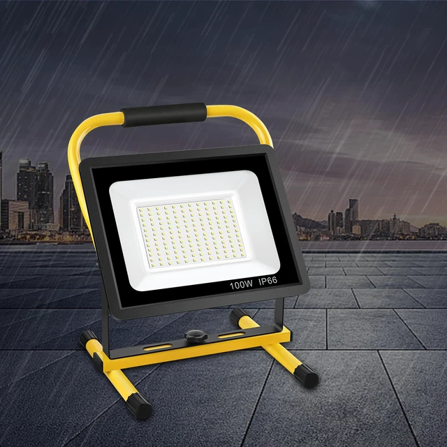Alt view image 7 of 7 - 100W LED Work Light with Stand, 12,000LM, 6000K, 16ft Cord & Plug | Super Bright Portable Work Light for Workshop, Construction Site, Job Site, Garage, Warehouse, Barn and Home Projects