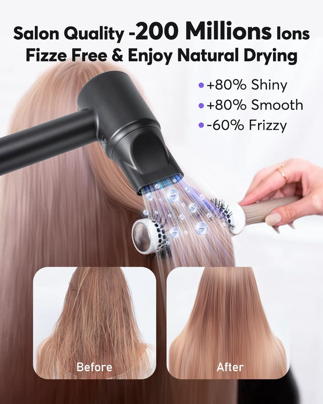 Alt view image 3 of 7 - Hair Dryer - Ionic Blow Dryer with Concentrator for All Hair Types,110000 RPM High-Speed Fast Drying Lightweight and Quiet, 200 Million Negative Ions Dryer with Thermo-Control (1500w)