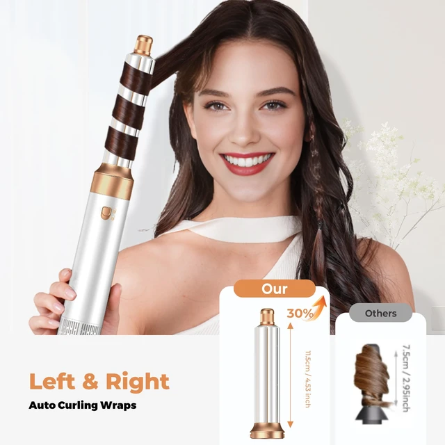 Alt view image 3 of 3 - 5 in ONE Blow Dryer Brush,Air Curling Iron Round Brush Blow Dryer 800W,Ionic Hair Dryer Brush for Women, Hot Air Brush Hair Styling Tools 100-120V