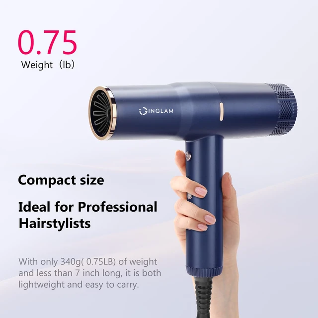 Alt view image 5 of 7 - Hair Dryer, 1875W Ionic Blow Dryer with Diffuser, 110, 000 RPM High-Speed Brushless Motor for Fast Drying, 3 Heat Settings & 3 Speed & Cold Settings, Low Noise