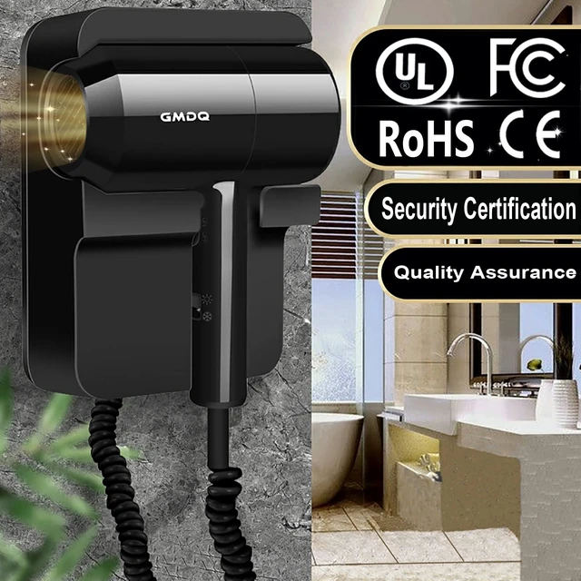 Alt view image 5 of 7 - Hotel Wall Mounted Hair Dryer for Bathroom,Restroom Professional Blow Dryer,with Stand Rack,Specialised Motor for Salon,Fast Drying - GiftsMassage Comb, Screws+ Adhesive 110V