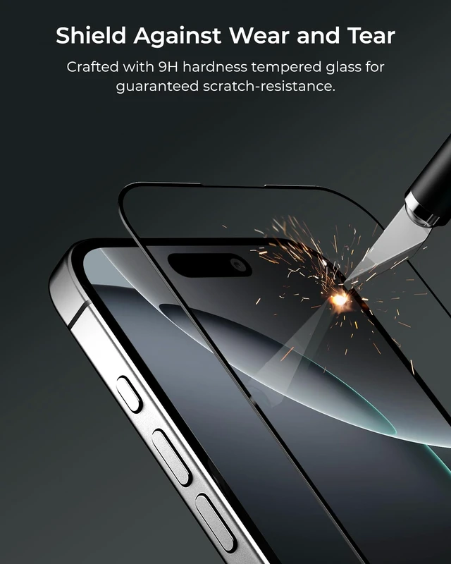 Alt view image 5 of 6 - Terra iPhone 16 Pro Max Tempered Glass Screen Protector Military Grade 9H Hardness Shatterproof Scratch Resistant, Edge to Edge Protection Easy Bubble Free Install, 2 Pack