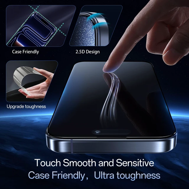 Alt view image 6 of 7 - Blue Light Screen Protector for iPhone 18 Pro Max /17 Pro Max,2 Pack | Eye Protection, Anti-Reflective Tempered Glass, Case Friendly, Scratch-Resistant, No Bubble, Easy Installation,6.9 inch