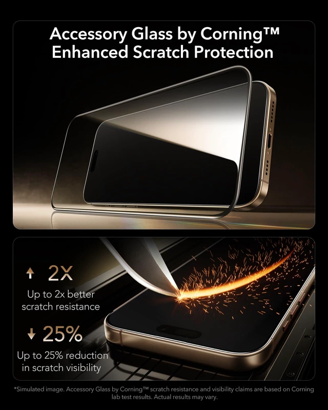Alt view image 3 of 7 - 3 Pack for iPhone 16 Pro Max Screen Protector, Armorite Pro | Accessory Glass by Corning, 10X Impact Absorption, Full-Coverage Protection, Easy One-Pull Installation, UltraFit Tray