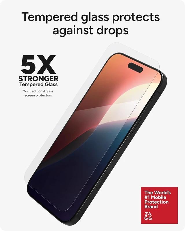 Alt view image 3 of 7 - Elite Glass Screen Protector for iPhone 16 and iPhone 15-5X Stronger Tempered Glass, Scratch & Impact Protection, Smudge-Resistant, Easy to Install, InvisibleShield - Clear
