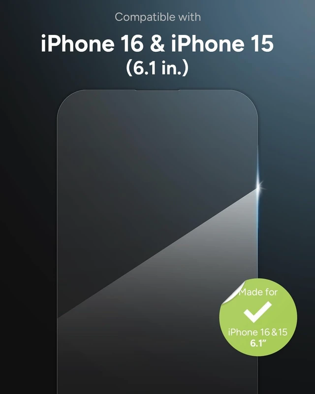 Alt view image 2 of 7 - Elite Glass Screen Protector for iPhone 16 and iPhone 15-5X Stronger Tempered Glass, Scratch & Impact Protection, Smudge-Resistant, Easy to Install, InvisibleShield - Clear