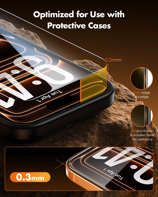 Alt view image 5 of 7 - Screen Protector for iPhone 17 Pro Max, One-Pull to Install | 3-Pack 9H+ Tempered Glass, 3X Impact Cushioning, 99.99% HD Clear, Cases Friendly, Bubble Free, Quick-Installation Box