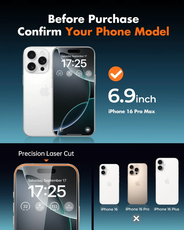 Alt view image 4 of 7 - iPhone 16 Pro Max Full-Coverage Screen Protector - 3 Pack | Quick-Install Box, Edge-to-Edge Coverage, 9H Hardness, Ultra HD Clarity, Daily Protection, Smooth Touch