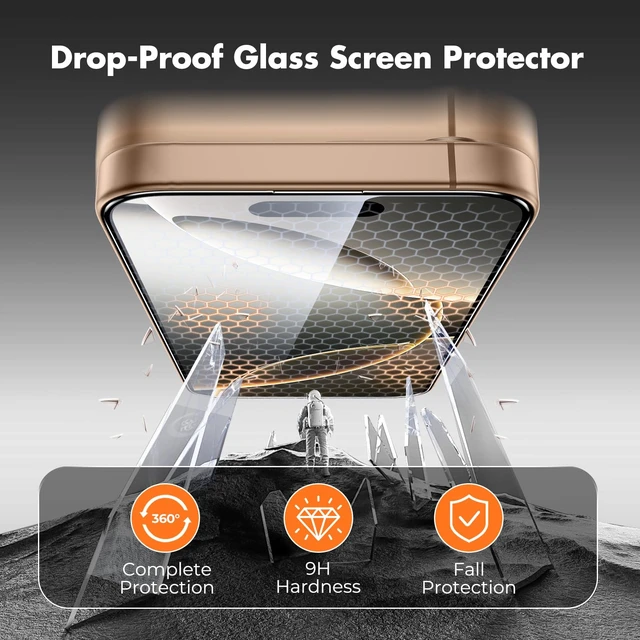 Alt view image 2 of 7 - 3-Pack Screen Protector for iPhone 16 Pro, Full Coverage | Tempered Glass 9H Hardness, 99.99% HD Clear, Easy to Install, Bubble-Free, Anti-Fingerprint, Anti-Scratch, 99% Cases Friendly