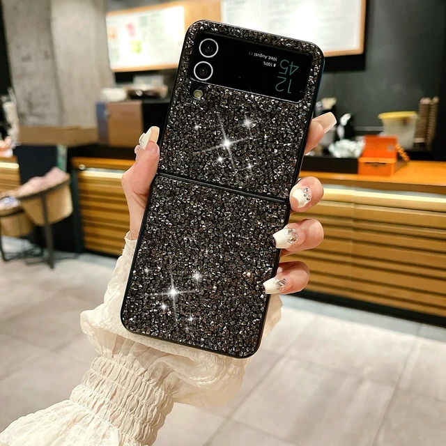 Alt view image 2 of 7 - Glitter Phone Case with Rhinestone for Samsung Z Flip Black Sparkly Bling Hinge Protection Shockproof Cover for Women Glamorous Phone Accessories (for Moto Razr+ 2024,Black)