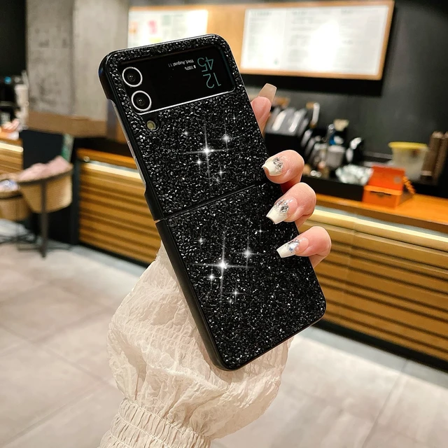 Alt view image 7 of 7 - Glitter Phone Case with Rhinestone for Samsung Z Flip Black Sparkly Bling Hinge Protection Shockproof Cover for Women Glamorous Phone Accessories (for Moto Razr+ 2024,Black)
