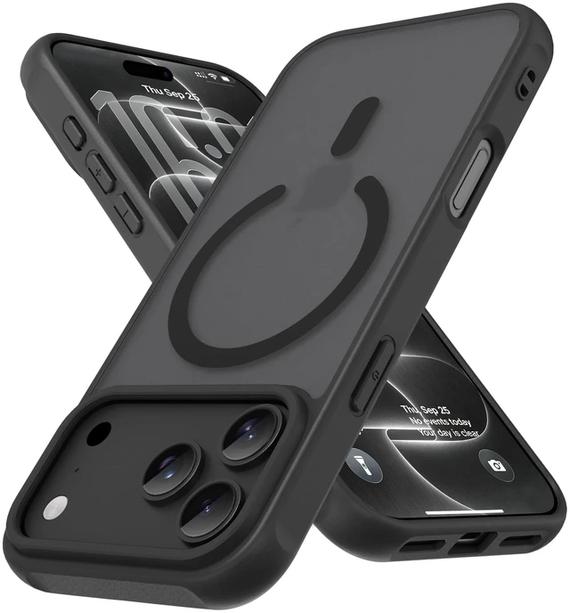 Main image of Magnetic for iPhone Case (Black, iPhone 18 Pro Max/17 Pro Max) | Compatible with MagSafe,Translucent Matte Back, Military-Grade Drop Protection with Air Buffer, Ultra Slim, Anti-Scratch