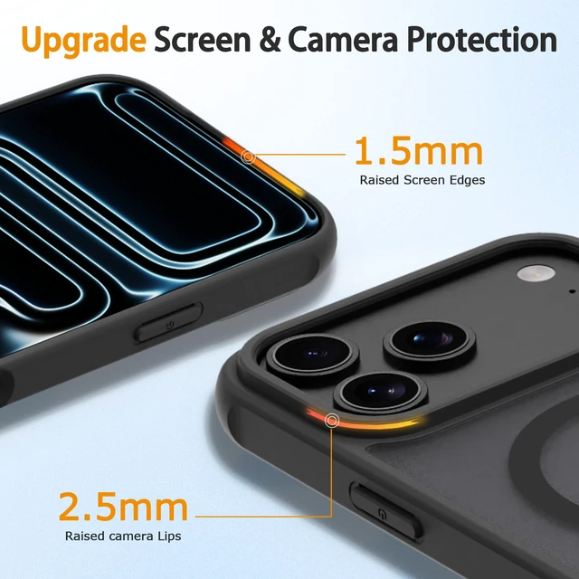 Alt view image 6 of 7 - Magnetic for iPhone Case (Black, iPhone 18 Pro Max/17 Pro Max) | Compatible with MagSafe,Translucent Matte Back, Military-Grade Drop Protection with Air Buffer, Ultra Slim, Anti-Scratch