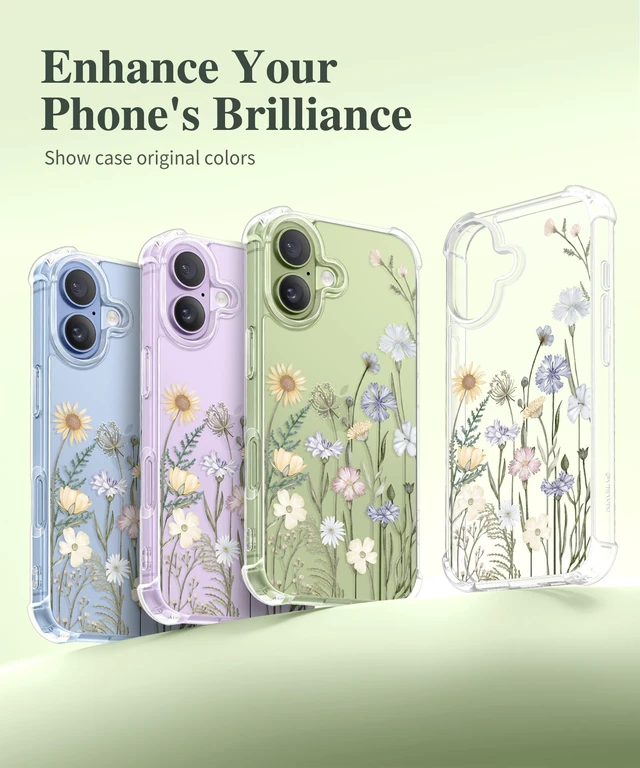 Alt view image 5 of 7 - for iPhone 17 Case Floral Clear Slim Women | Non-Yellowing, Screen Protector+Full Camera Protection, Shockproof Protective Case for iPhone 17 6.3", Vibrant Spring