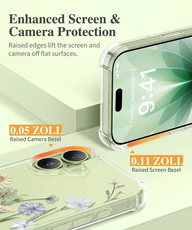 Alt view image 6 of 7 - for iPhone 17 Case Floral Clear Slim Women | Non-Yellowing, Screen Protector+Full Camera Protection, Shockproof Protective Case for iPhone 17 6.3", Vibrant Spring