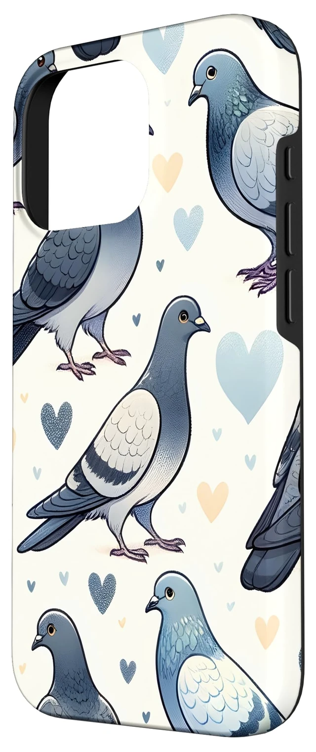 Alt view image 2 of 3 - Beautiful Pigeons Pattern Aesthetic Pigeon Case for iPhone 16 Pro