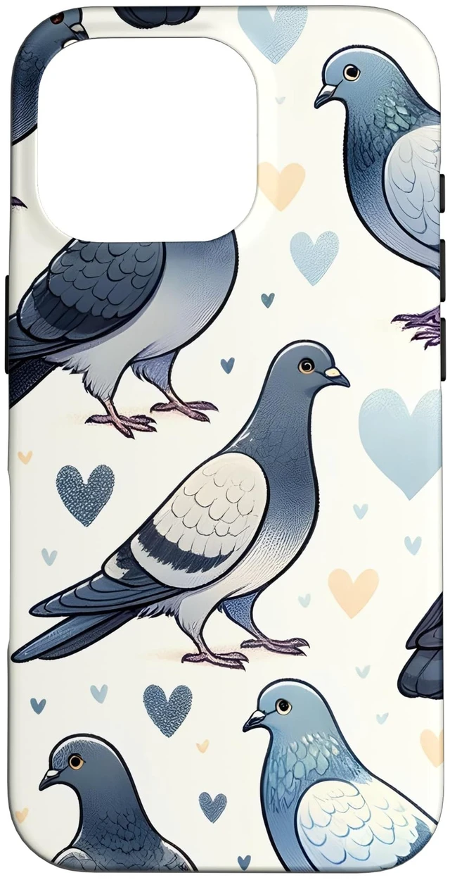 Main image of Beautiful Pigeons Pattern Aesthetic Pigeon Case for iPhone 16 Pro