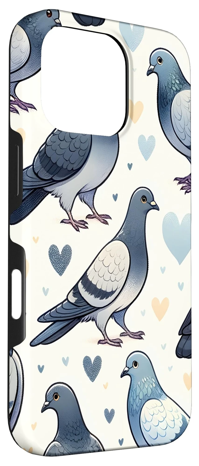 Alt view image 3 of 3 - Beautiful Pigeons Pattern Aesthetic Pigeon Case for iPhone 16 Pro