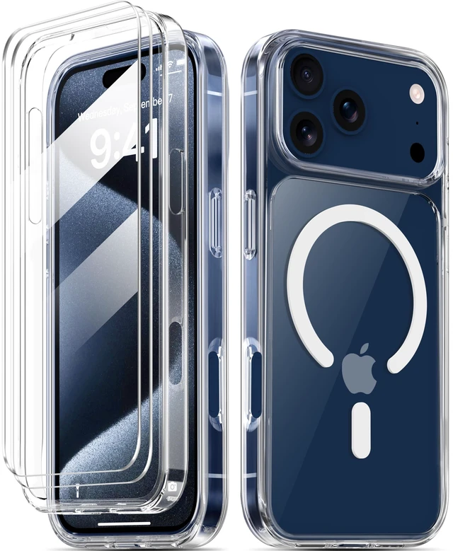 Main image of Magnetic for iPhone 18/17 Pro Max Case, Crystal Clear | Compatible with MagSafe, Military Grade Drop Protection, Shockproof Protective Transparent Bumper with Screen Protectors