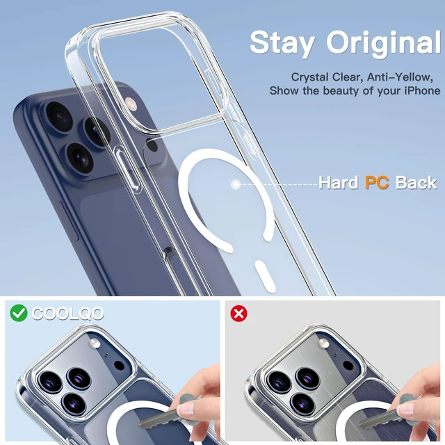 Alt view image 6 of 6 - Magnetic for iPhone 18/17 Pro Max Case, Crystal Clear | Compatible with MagSafe, Military Grade Drop Protection, Shockproof Protective Transparent Bumper with Screen Protectors
