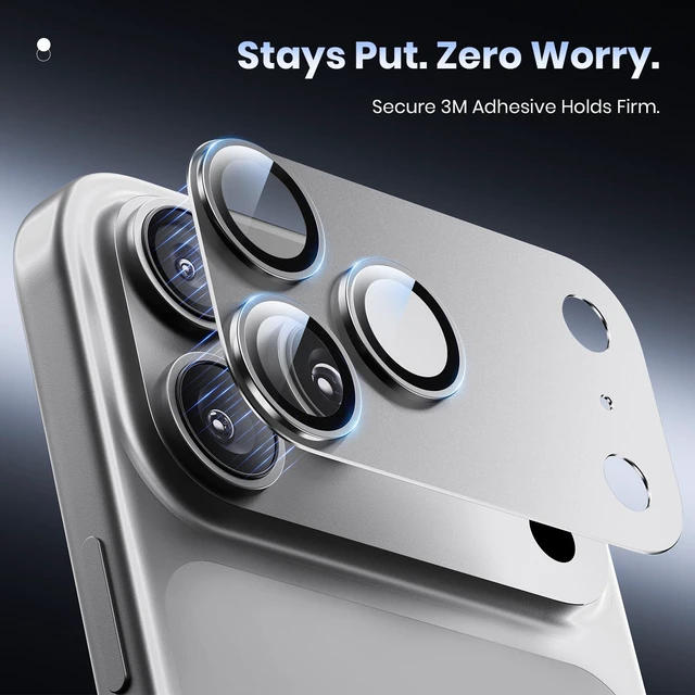 Alt view image 5 of 6 - for iPhone 17 Pro Max Camera Lens Protector - 12FT Shatterproof | Military Grade Protection, Strong Adsorption, 9H+ Tempered Glass Camera Screen, Full Protective Cover, Case Friendly, White