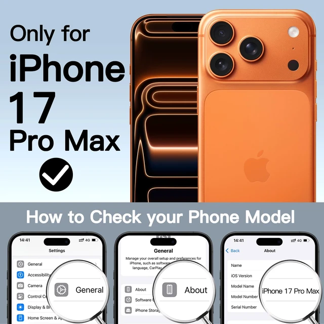 Alt view image 2 of 7 - Case for iPhone 17 Pro Max, 360° Protection, Orange | Compatible with MagSafe, Built-in Tempered Glass Screen Protector, Camera Control Button