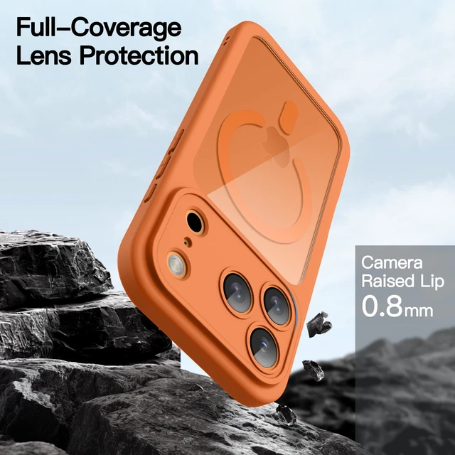 Alt view image 5 of 7 - Case for iPhone 17 Pro Max, 360° Protection, Orange | Compatible with MagSafe, Built-in Tempered Glass Screen Protector, Camera Control Button