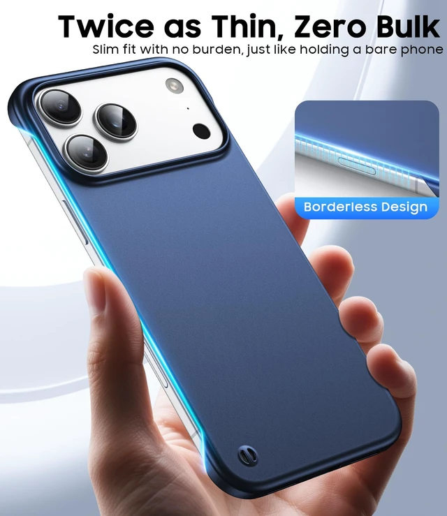 Alt view image 3 of 7 - Magnetic Frosted Frameless Case for iPhone 17 Pro Max, Navy Blue | Compatible with MagSafe, Metallic Finish, Hard PC Cover, Ultra Thin Lightweight Minimalist Borderless, Slim Fit, 6.9-Inch