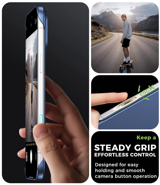 Alt view image 7 of 7 - Magnetic Frosted Frameless Case for iPhone 17 Pro Max, Navy Blue | Compatible with MagSafe, Metallic Finish, Hard PC Cover, Ultra Thin Lightweight Minimalist Borderless, Slim Fit, 6.9-Inch
