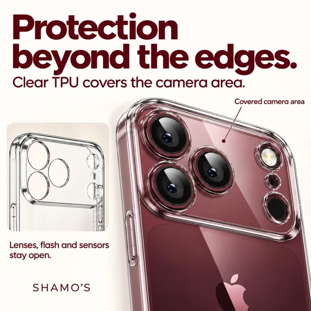 Alt view image 3 of 7 - Slim Clear TPU iPhone 18 Pro Max Case & iPhone 17 Pro Max Case Camera Protection, Shockproof, Anti-Yellowing, Scratch-Resistant, Wireless Charging Compatible, Enhanced Grip