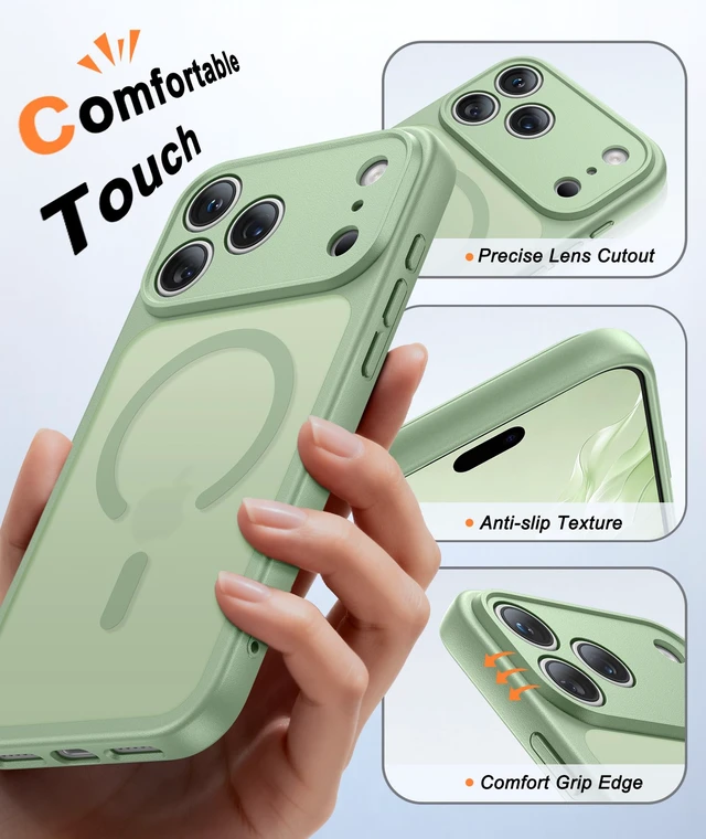 Alt view image 5 of 7 - for iPhone 18 Pro-Max Case: iPhone 17 Pro Max Light Green Cover | Fit for MagSafe, Translucent Slim Matte Magnetic Shockproof Protective Cases, Military Grade Drop Protection Screen Protector