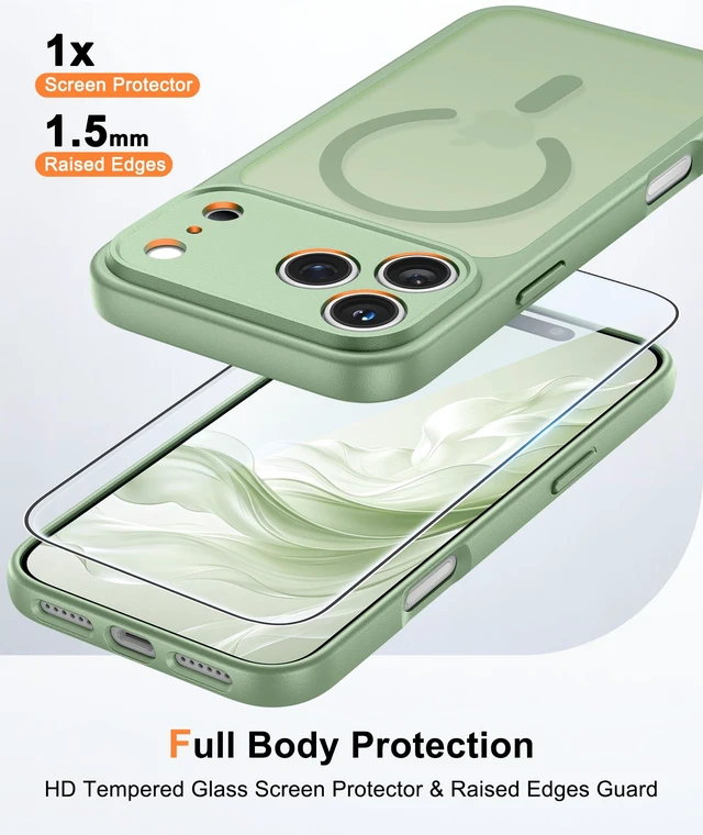 Alt view image 6 of 7 - for iPhone 18 Pro-Max Case: iPhone 17 Pro Max Light Green Cover | Fit for MagSafe, Translucent Slim Matte Magnetic Shockproof Protective Cases, Military Grade Drop Protection Screen Protector