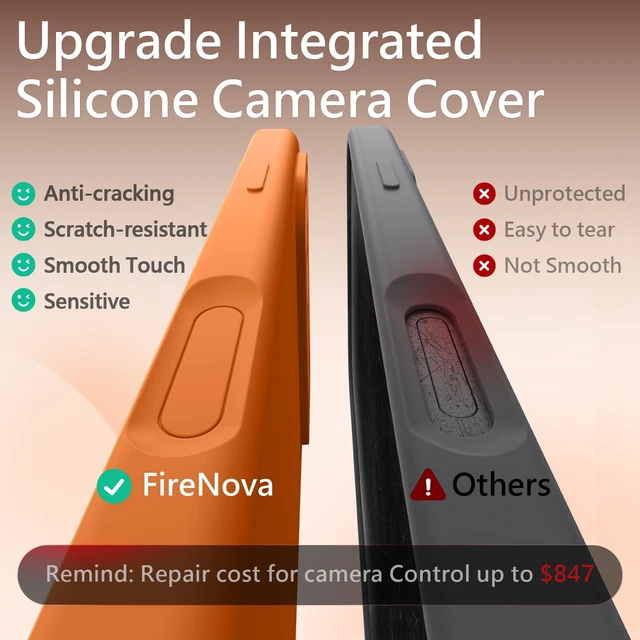 Alt view image 2 of 7 - Magnetic for iPhone 17 Pro Max Case, 6.9", Orange | Compatible with MagSafe, Integrated Silicone Camera Control Button, Camera Protection, Anti-Scratch Soft Microfiber Lining