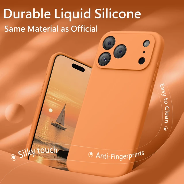 Alt view image 4 of 7 - Magnetic for iPhone 17 Pro Max Case, 6.9", Orange | Compatible with MagSafe, Integrated Silicone Camera Control Button, Camera Protection, Anti-Scratch Soft Microfiber Lining