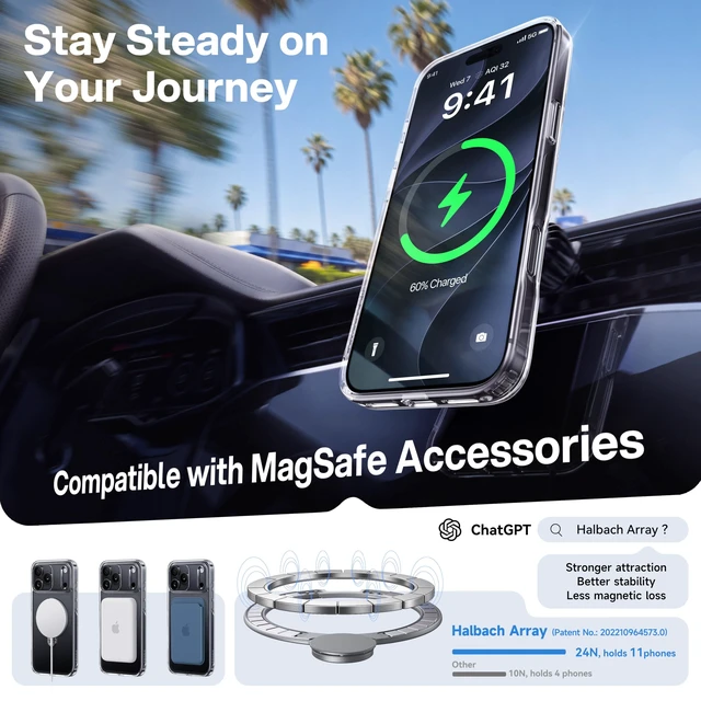 Alt view image 4 of 7 - Clear 360 Spin Magnetic Stand for iPhone 18 Pro Max Case | 18 Pro Max, Fit for MagSafe,18FT Drop Protection, Titanium Alloy Sturdy Case 6.9, Hands-Free Viewing, Office Meeting, Travel
