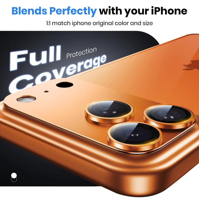 Alt view image 3 of 6 - for iPhone 17 Pro Max Camera Lens Protector - 12FT Shatterproof | Military Grade Protection, Strong Adsorption, 9H+ Tempered Glass Camera Screen, Full Protective Cover, Case Friendly, Orange