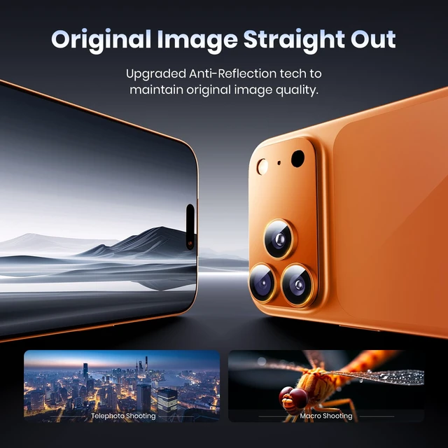 Alt view image 4 of 6 - for iPhone 17 Pro Max Camera Lens Protector - 12FT Shatterproof | Military Grade Protection, Strong Adsorption, 9H+ Tempered Glass Camera Screen, Full Protective Cover, Case Friendly, Orange