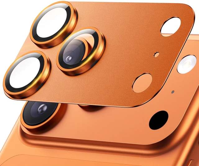 Main image of for iPhone 17 Pro Max Camera Lens Protector - 12FT Shatterproof | Military Grade Protection, Strong Adsorption, 9H+ Tempered Glass Camera Screen, Full Protective Cover, Case Friendly, Orange