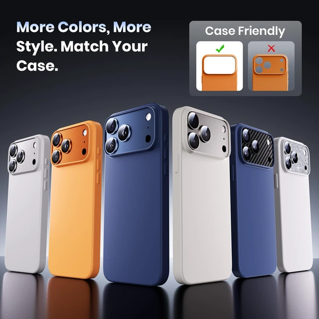 Alt view image 6 of 6 - for iPhone 17 Pro Max Camera Lens Protector - 12FT Shatterproof | Military Grade Protection, Strong Adsorption, 9H+ Tempered Glass Camera Screen, Full Protective Cover, Case Friendly, Orange