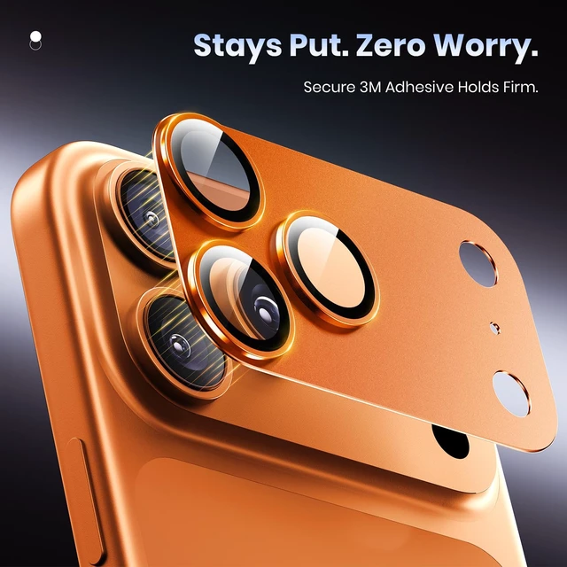 Alt view image 5 of 6 - for iPhone 17 Pro Max Camera Lens Protector - 12FT Shatterproof | Military Grade Protection, Strong Adsorption, 9H+ Tempered Glass Camera Screen, Full Protective Cover, Case Friendly, Orange