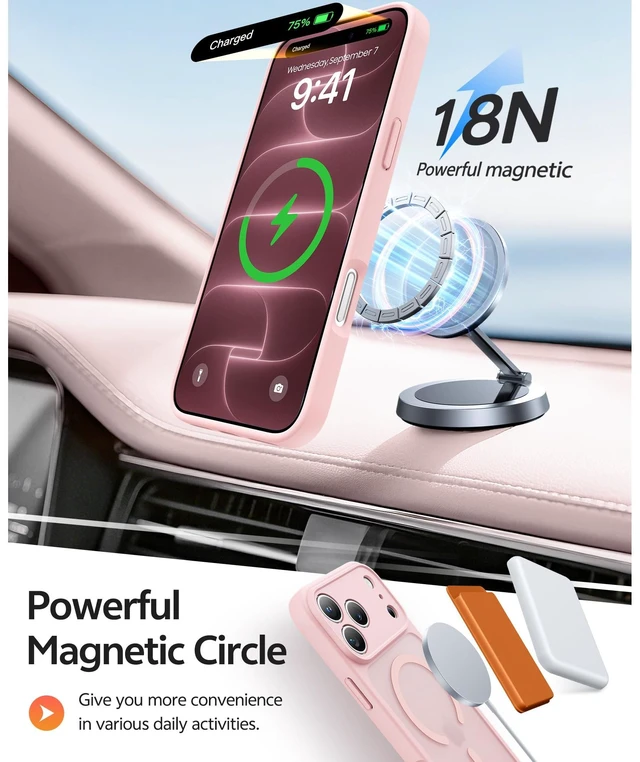 Alt view image 3 of 7 - for iPhone 18 Pro Max Case/iPhone 17 Pro Max Case, Screen Protector | Fit for Magsafe, Camera Protection, Translucent Matte, 14FT Military Grade Drop Proof, Shockproof Phone Cover, Light Pink