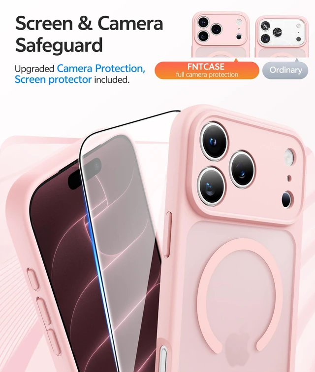 Alt view image 4 of 7 - for iPhone 18 Pro Max Case/iPhone 17 Pro Max Case, Screen Protector | Fit for Magsafe, Camera Protection, Translucent Matte, 14FT Military Grade Drop Proof, Shockproof Phone Cover, Light Pink