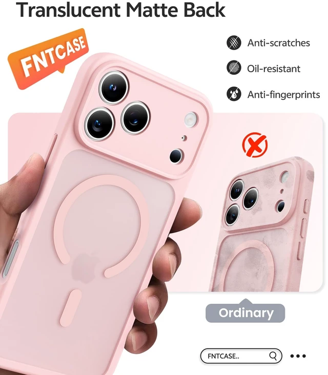 Alt view image 7 of 7 - for iPhone 18 Pro Max Case/iPhone 17 Pro Max Case, Screen Protector | Fit for Magsafe, Camera Protection, Translucent Matte, 14FT Military Grade Drop Proof, Shockproof Phone Cover, Light Pink